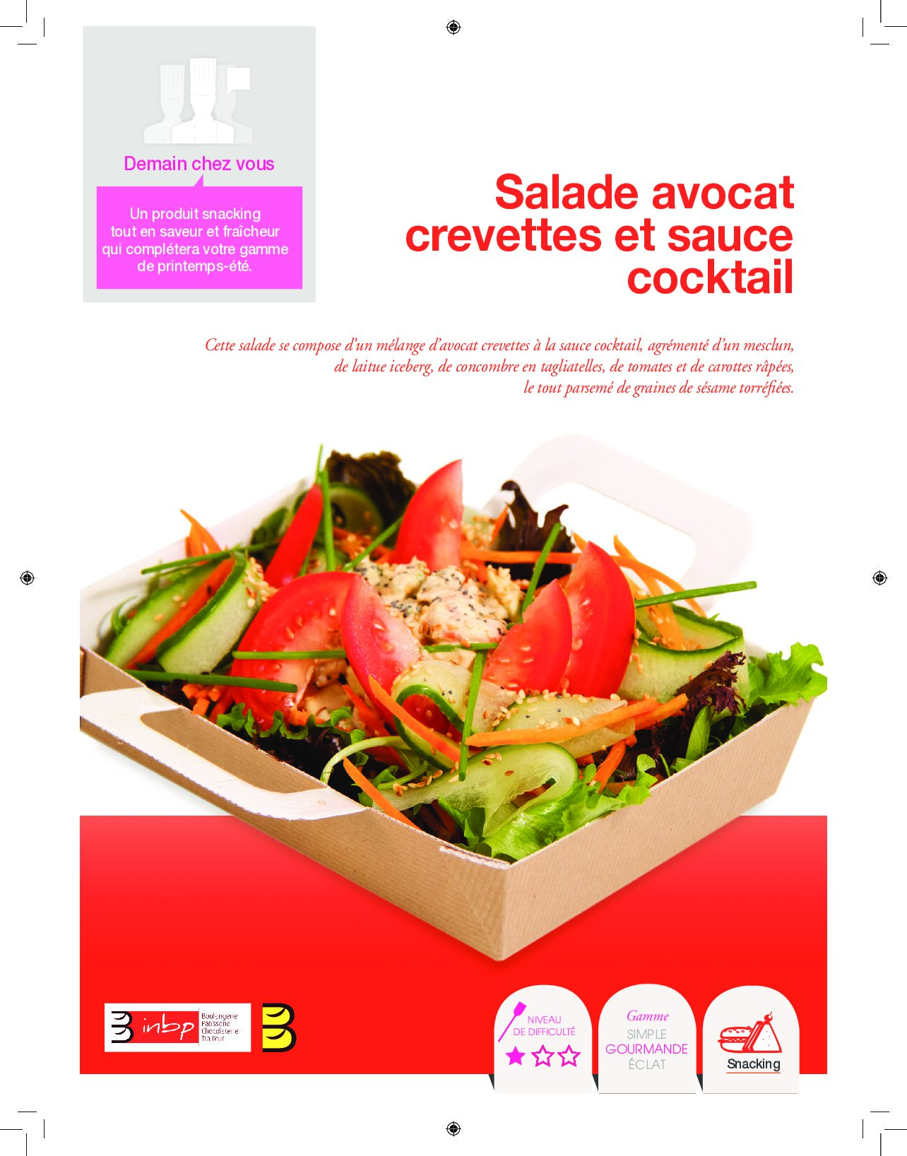Salade avocat crevettes et sauce cocktail