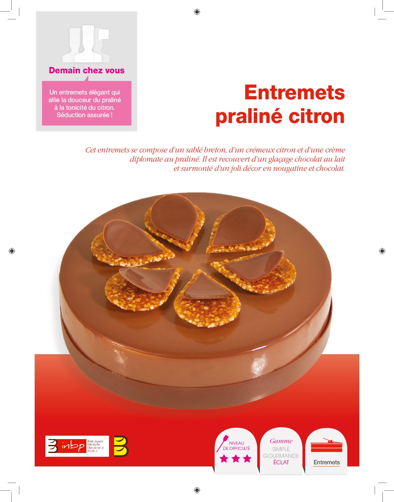 Entremets praliné citron