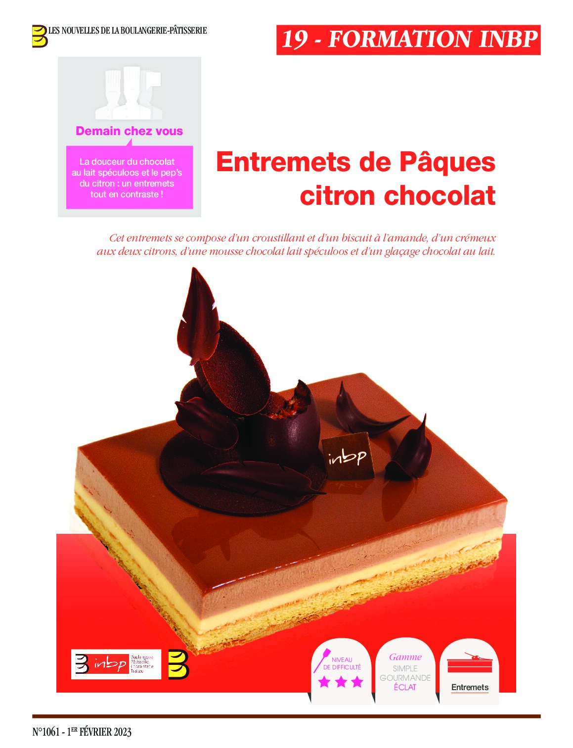 Entremets de Pâques citron chocolat